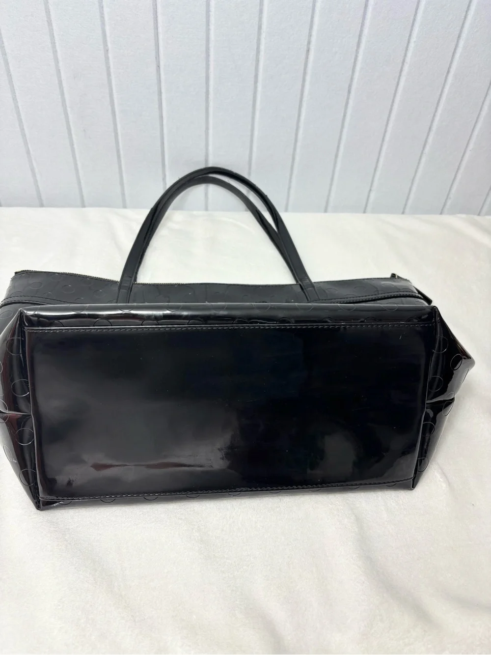 Kate Spade Patent Leather Black Polka Dot Large Tote‎